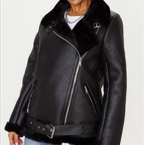 NWT Black oversized Aviator jacket - fits like a 6